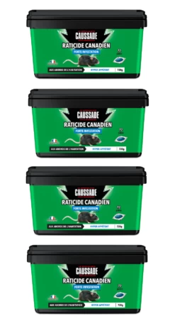 Carpt720 Lot De 4 Boîtes Raticide Canadien Pat'appât Fortes Infestatio