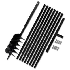 VIDAXL Tarière De Sol Avec Manche 150 Mm Et Tube D'extension 9 M Acier