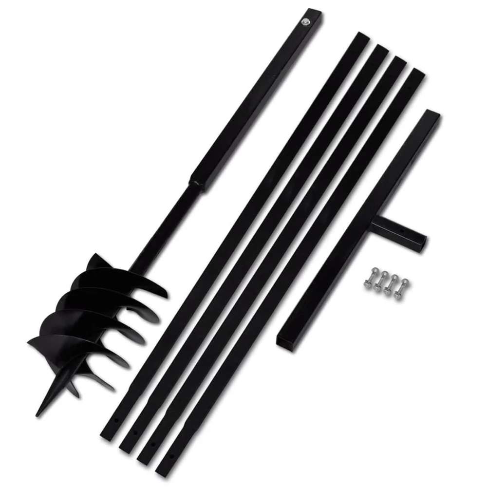 VIDAXL Tarière De Sol Avec Manche 180 Mm Et Tube D'extension 5 M Acier