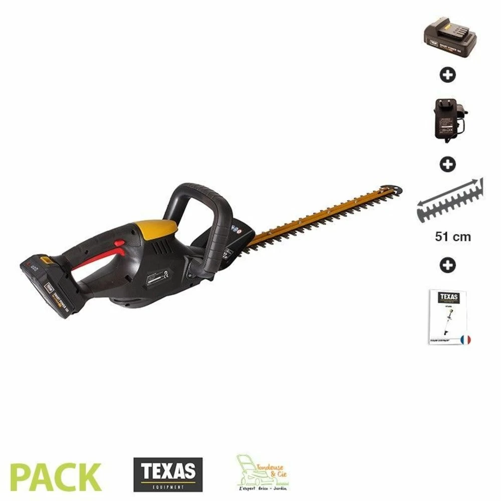 Pack Taille-haies Sur Batterie 18v Lamier 51cm Texas Hedge 200 Chargeur Inclus