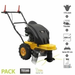 Tondeuse Débroussailleuse à Roues Tractées 3,9cv 173cc Lame 60cm Texas Protrim