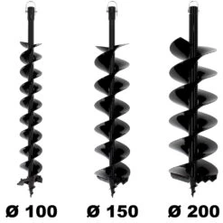Lot De Mèches Semi-professionnelles ø 100 + 150 + 200 Mm Pour Tarière Thermique