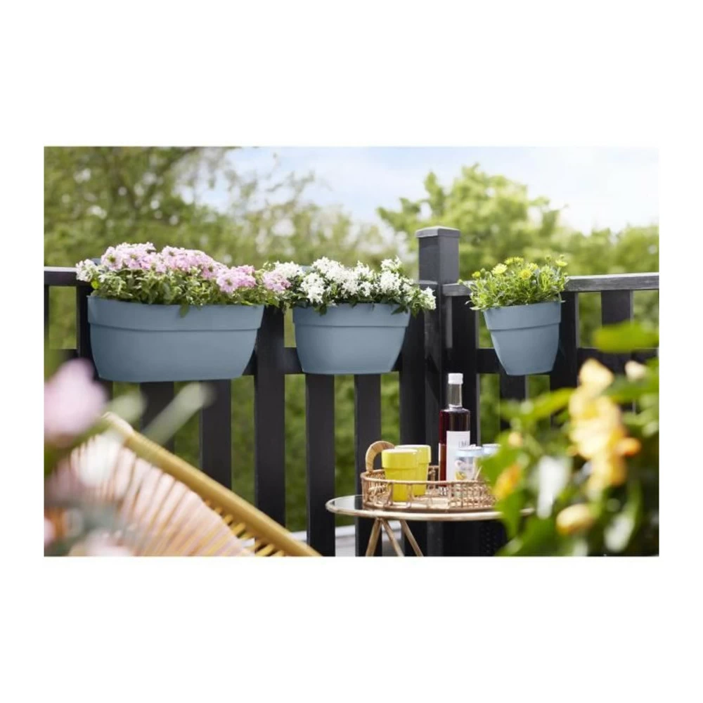 Elho - Pot De Fleurs - Vibia Campana Easy Hanger Medium - Bleu Vintage - Balcon Extérieur - L 24.1 X W 36 X H 26.5 Cm – Image 2