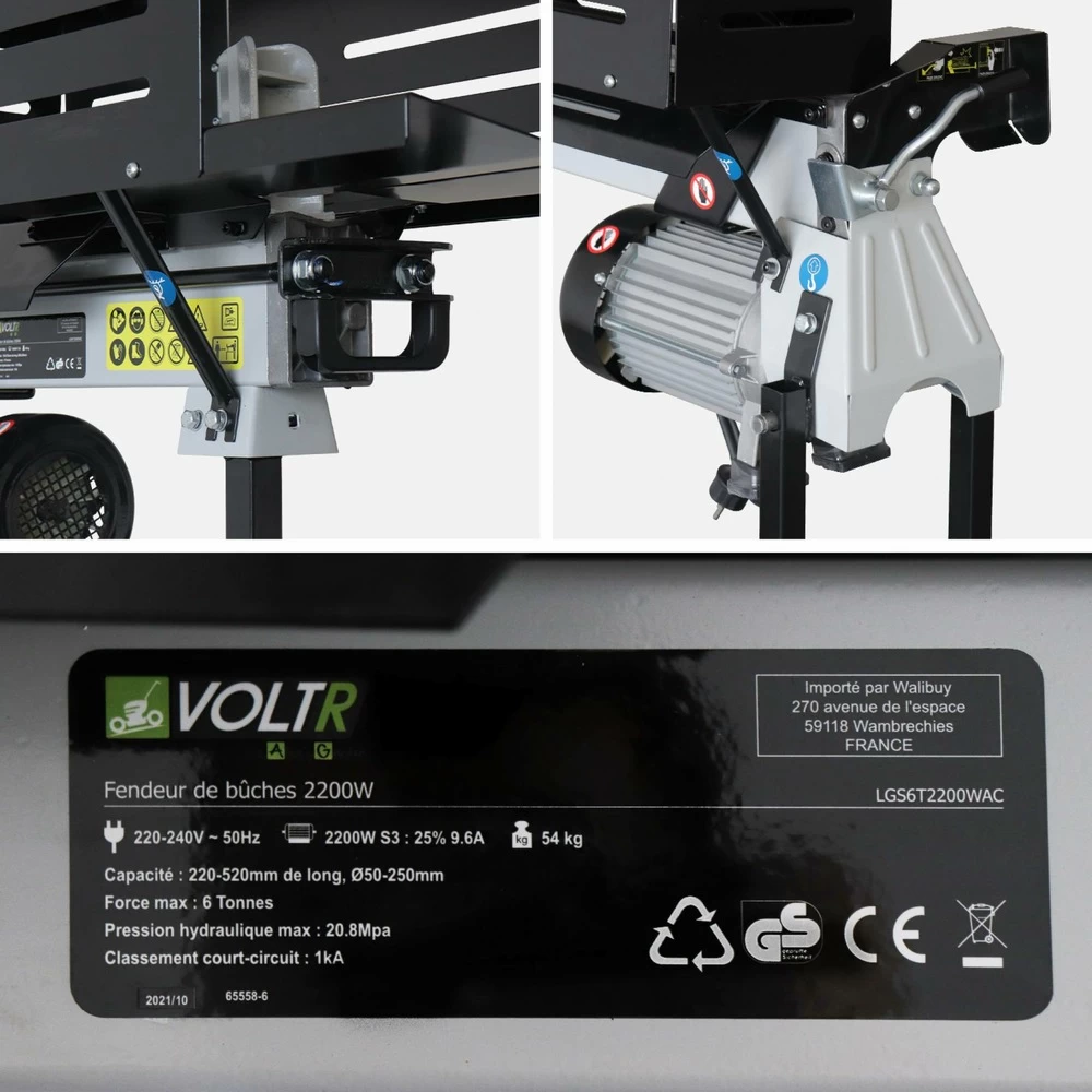 Fendeur De Bûches Horizontal électrique 52cm 2200w + Support Hauteur De Coupe 107.5cm – Image 7