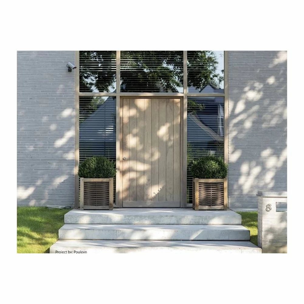 Jardinière En Chêne Avec Tressage Noisetier - Avec Bac Intérieur - 80 X 80 X 80 Cm – Image 5