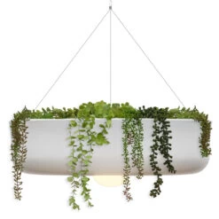 Jardinière Ronde Suspendue Avec éclairage Sans Fil Elba 59 Cm De Diamètre