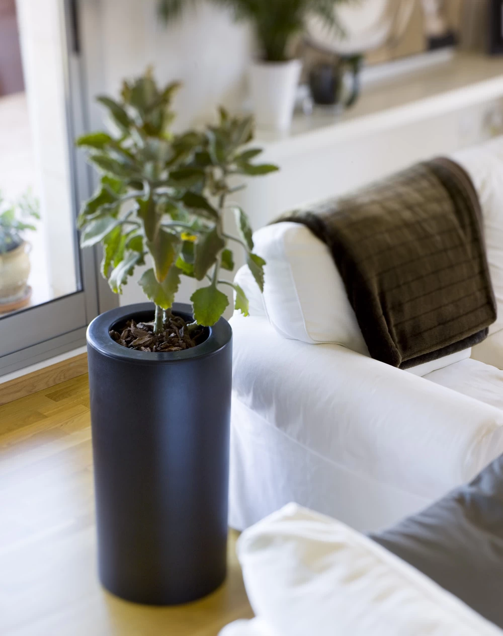 Pot De Fleurs Rond Palma 70 Noir Opaque ø35x70cm – Image 3