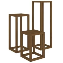 VIDAXL Ensemble De Supports Pour Plantes 3 Pcs Marron Miel Bois De Pin