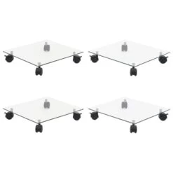 VIDAXL Supports Roulants à Plantes 4 Pcs 35x35 Cm Carré Verre Trempé